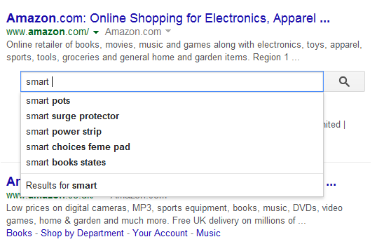 Nouvelle barre de recherche Google avec Amazon