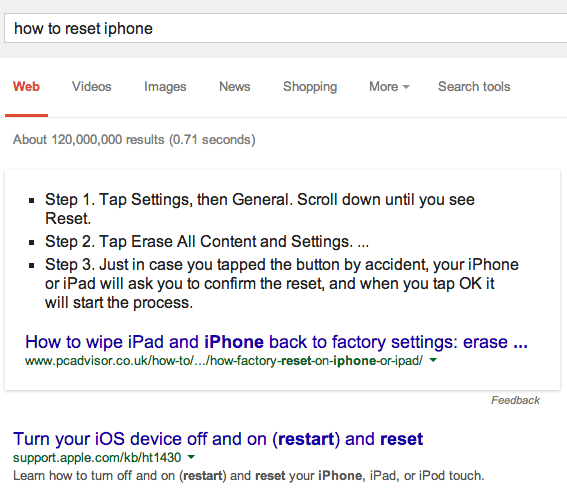 google-how-to-reset-iphone